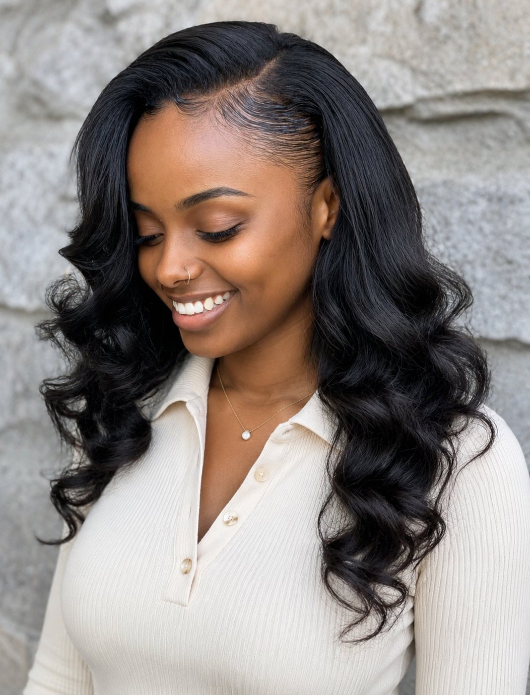Full Hair Weave with Leave Out
